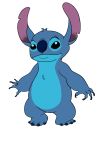  2018 4_fingers 4_toes absurd_res alien ambiguous_gender black_eyes blue_body blue_claws blue_fur blue_nose chest_tuft claws digital_media_(artwork) disney experiment_(lilo_and_stitch) fingers flat_colors fur head_tuft hi_res lilo_and_stitch male_(lore) notched_ear simple_background solo standing stitch_(lilo_and_stitch) toes tombola1993 tuft white_background 