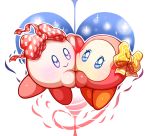  &lt;3_background blue_eyes blush duo eyelashes glistening glistening_eyes hand_holding hi_res kirby kirby_(series) looking_at_viewer nintendo pink_body pink_skin purple_eyes red_bow simple_background smile sparkles uyu video_games waddle_dee white_background yellow_bow 