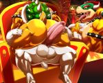  anthro anus asgore_dreemurr balls barazoku bastroceive beard big_penis blonde_hair blush boss_monster bovid bowser caprine collar duo erection facial_hair fur genitals hair horn huge_penis koopa long_ears male male/male mammal mario_bros nintendo nude penis scalie simple_background undertale vein veiny_penis video_games white_body white_fur 