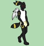  anthro babystar black_body black_fur clothing diaper eeveelution fur infantilism jared_mckano male nintendo pok&eacute;mon pok&eacute;mon_(species) red_eyes rings_on_arms rings_on_ears shirt simple_background solo tank_top topwear umbreon video_games wings 