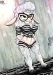 2020 absurd_res angry anthro big_breasts bluewolfartista bound bovid breast_squish breasts caprine chain clothing dawn_bellwether disney erect_nipples eyewear female feral fluffy fluffy_tail glasses goat green_eyes hands_behind_back hands_tied hi_res legwear long_ears male male/female mammal neck_tuft nipple_outline nipples patreon prison prisoner sheep slightly_chubby solo solo_focus squish striped_shirt thick_thighs thigh_highs tuft vein zootopia 