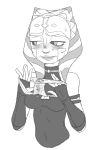  ahsoka_tano alien alien_humanoid bodily_fluids cleavage_cutout clothing female holding_panties humanoid monochrome not_furry panties solo splooge star_wars sweat togruta underwear wet wet_clothing wet_panties wet_underwear 