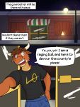  anthro bovid bovine cattle clothed clothing comic dialogue english_text fully_clothed fuze hi_res male mammal night restaurant solo texnatsu text ty_conrad 