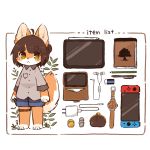  ambiguous_gender anthro barefoot bottomwear brown_hair canid canine charger clock clothed clothing coin coin_purse drawing_tablet english_text eraser fox fur game_console hair headphones hi_res kemono mammal mechanical_pencil multicolored_body multicolored_fur nintendo nintendo_switch notebook orange_body orange_fur paws pencil_(object) plant shirt shorts simple_background solo switch_console tablet text topwear tor_kl two_tone_body two_tone_fur video_games watch white_background white_body white_fur wristwatch yellow_eyes young 