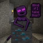  1:1 2020 breasts cave crossgender dialogue diamond_block digital_media_(artwork) enderman english_text featureless_breasts female kaida_0 looking_at_viewer low_res minecraft not_furry nude pixel_(artwork) signature smile smirk solo standing talking_to_viewer text torch video_games 