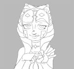  ahsoka_tano alien alien_humanoid animated cleavage_cutout female gesture hand_gesture humanoid monochrome not_furry sex_gesture solo splooge star_wars suggestive suggestive_gesture togruta tongue tongue_out 