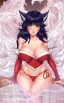  ahri_(lol) ange1witch animal_humanoid big_breasts black_hair breasts camel_toe canid canid_humanoid canine canine_humanoid clothing female fox_humanoid hair humanoid league_of_legends looking_at_viewer mammal mammal_humanoid multi_tail panties partially_submerged riot_games solo underwear video_games wide_hips 