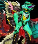  4_eyes anthro anthro_on_anthro anthro_penetrated anthro_penetrating anthro_penetrating_anthro black_body black_scales clitoral_fingering dragon duo female female_penetrated genitals green_body green_scales levelviolet male male/female male_penetrating male_penetrating_female multi_eye multicolored_body multicolored_scales penetration penis pussy red_body red_scales scales scalie two_tone_body two_tone_scales vaginal vaginal_penetration 