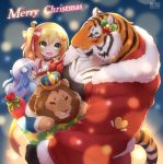  &lt;3 2018 2019 accessory anthro black_body black_fur black_stripes black_tail blonde_hair box brown_body brown_fur brown_mane cheek_tuft chest_tuft chibi christmas clothed clothing crown digital_media_(artwork) english_text facial_tuft felid female fully_clothed fur giraffe_(artist) green_eyes grey_hair group hair hair_accessory hair_bow hair_ribbon hi_res holidays holly_(disambiguation) human jacket king lam-chan light_skin lion lion-san male mammal mane merry_christmas multicolored_body multicolored_fur multicolored_tail muscular muscular_male open_mouth orange_body orange_fur orange_tail pantherine pecs pink_nose poniko red_clothing red_topwear ribbons royalty signature smile standing striped_body striped_fur striped_tail stripes text tiger topwear tuft whiskers white_body white_fur white_tail yellow_eyes 