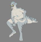  8762e13 absurd_res aquatic_animal breasts casual_nudity female grey_background hi_res long_tail membrane_(anatomy) nipples overweight overweight_female reptile scalie simple_background sitting webbed_hands 