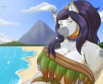  absurd_res anthro beach breasts cleavage clothed clothing cloud equid equine female hi_res horse mammal robthehoopedchipmunk seaside solo 