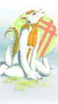  anthro dragon fur grass hi_res kiirono_(tyreykiirono) male orange_body orange_fur orange_skin scalie simple_background solo tyreykiirono white_body white_skin 