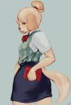  &lt;3 &lt;3_eyes animal_crossing anthro blush book breasts canid canine canis clothed clothing domestic_dog female fur grey_background hair hi_res isabelle_(animal_crossing) looking_at_viewer mammal nintendo puppyinanappy shih_tzu simple_background smile solo standing thick_thighs toy_dog video_games yellow_body yellow_fur 