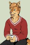  5_fingers anthro blue_eyes brown_hair canid canine canis domestic_dog fingers hair hi_res male mammal marjani open_mouth solo teeth tongue 