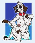  2020 anthro belly big_belly breasts canid canine canis clem clementine dalmatian daschocolate domestic_dog female mammal mrchocolate nipples nude pregnant pregnant_belly simple_background solo 