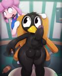  2020 absurd_res animal_crossing anthro avian balls beak big_balls big_penis bird canid canine canis corvid corvus_(genus) crow digital_media_(artwork) domestic_dog drinky_crow duo female genitals harriet_(animal_crossing) hi_res huge_penis humanoid_genitalia humanoid_penis male mammal masturbation miso_souperstar nintendo penile penile_masturbation penis poodle the_drinky_crow_show video_games yellow_beak 