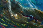  2020 absurd_res arvalis digital_media_(artwork) feral fish group hi_res marine red_eyes teeth underwater water 