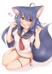  &lt;3 2019 ahoge animal_humanoid blue_hair blush canid canid_humanoid canine canine_humanoid clothing colored_nails female fox_humanoid hair hi_res humanoid mammal mammal_humanoid minato_yuu nails open_mouth panties shirt simple_background solo topwear underwear white_background yellow_eyes 