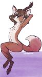  2020 anthro breasts brown_eyes brown_hair canid canine ear_piercing ear_ring female fox hair mammal nipple_piercing nipple_ring nipples nude piercing small_breasts smile solo unimpressive_(artist) 