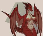  2020 anthro areola breasts capcom claws dragon elder_dragon eternity-zinogre female genitals hand_on_breast hi_res horn looking_at_viewer membrane_(anatomy) membranous_wings monster_hunter nipples nude pussy red_eyes safi&#039;jiiva scalie solo video_games wings yellow_sclera 