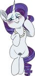  blush ear_piercing ear_ring equid female friendship_is_magic genitals hi_res horn jewelry mammal my_little_pony necklace piercing pussy rarity_(mlp) smile solo taaffeiite unicorn 