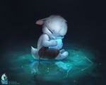  2020 4_toes 5_fingers alectorfencer anthro barefoot clothed clothing digital_media_(artwork) eyes_closed fingers fur hi_res lagomorph leporid male mammal rabbit sitting solo toes topless white_body white_fur 