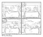  comic domestic_cat fawkesdrox felid feline felis furniture hyaenid kobold male male/male mammal sofa surprise television 