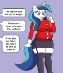  absurd_res anthro crossgender dialogue equid friendship_is_magic hi_res horn lordstormcaller mammal my_little_pony shining_armor_(mlp) solo unicorn weight_gain 