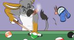 ambiguous_gender anthro asinus billiard_table canid canine canis cigar coyote donkey donkey_transformation equid equine feral_transformation male mammal pastelcore smoking solo transformation 