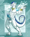  anthro balls blue_body blue_fur blue_penis bracelet chest_tattoo claws collar danji-isthmus dragon fur genitals hi_res ice ice_dragon jewelry licking licking_lips looking_at_viewer male masturbation penis scaled_penis shoulder_pads standing tagme tattoo tongue tongue_out white_body white_fur 