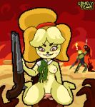  animal_crossing anthro bodily_fluids bodily_fluids_in_pussy breasts canid canine canis cum cum_in_pussy cum_inside demon digital_media_(artwork) domestic_dog doom_(series) doom_guy dripping duo evil_grin female genital_fluids genitals gun id_software isabelle_(animal_crossing) lonelytear male male/female mammal nintendo on_top one_breast_out penetration penis pixel pixel_(artwork) pixelated pussy ranged_weapon red_eyes reverse_cowgirl_position sex smile vaginal vaginal_penetration video_games weapon 