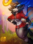  anthro bottomwear breasts cerbera clothed clothing crop_top crop_top_hoodie dragon exercise_clothing feet female fluffy fluffy_hair hair hoodie horn katherine_warmheart_(james-wild) looking_forward running scalie shirt shorts solo topwear under_boob wings 