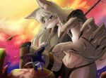  2019 anthro braided_hair breasts canid canine canis clothing duo female hair macro male mammal size_difference son2j weapon wolf 