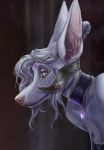  2020 anthro canid canine digital_media_(artwork) eyebrows eyelashes female grey_hair hair headshot_portrait mammal moon-s pink_nose portrait solo 