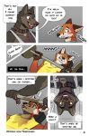  anthro blep blush brown_body brown_eyes brown_fur canid canine canis clothing collar comic duo english_text fox fur green_eyes gym hi_res howl_(shikokubo) jasper_(shikokubo) male male/male mammal orange_body orange_fur shikokubo shirt speech_bubble surprise t-shirt tank_top text tongue tongue_out topwear wolf 