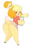  animal_crossing anthro big_breasts big_butt blush bodily_fluids bottomless breasts butt canid canine canis clipboard clothed clothing domestic_dog female fur genitals hair half-closed_eyes hi_res isabelle_(animal_crossing) looking_at_viewer looking_back mammal narrowed_eyes nintendo open_mouth partially_clothed presenting presenting_hindquarters pussy shih_tzu simple_background solo standing sweat teeth thick_thighs tongue toy_dog video_games white_background wide_hips wtchynbtchy yellow_body yellow_fur 