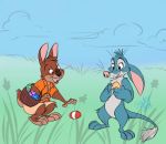  2019 bandicoot basket bilby bilby_(dreamworks) blue_body blue_fur brown_body brown_eyes brown_fur buckteeth claws clothing cloud dreamworks easter easter_egg egg fur gerry_aab grass holidays lagomorph leporid male mammal marsupial open_mouth pink_nose rabbit signature teeth whiskers 