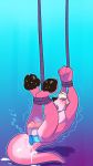  anthro bodily_fluids cum cum_drip dripping ejaculation fur genital_fluids genitals hands-free hi_res humanoid_genitalia humanoid_penis lutrine male mammal mustelid ottah penis pink_body pink_fur river_otter sex_toy solo sqdicks suspended_in_midair suspension suspension_bondage vibrator vibrator_in_ass 