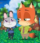  animal_crossing black_nose canid canine clothing disney eyebrows eyelashes female fox green_eyes grey_body hi_res jen_foxworth judy_hopps lagomorph leporid male mammal nick_wilde nintendo orange_body pink_nose purple_eyes rabbit semi-anthro smile video_games zootopia 