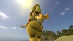  2020 3d_(artwork) animal_crossing anthro beach big_breasts blush breasts butt canid canine canis cloud digital_media_(artwork) domestic_dog female fur hair half-closed_eyes hi_res isabelle_(animal_crossing) light looking_at_viewer mammal narrowed_eyes nintendo nipples nude outside palm_tree presenting presenting_hindquarters reaching_towards_viewer rear_view sand seaside shih_tzu sky smile solo source_filmmaker standing sun sunlight toy_dog tree video_games 