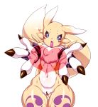  &lt;3 2020 anthro blush canid canine censored digimon digimon_(species) female fur genitals looking_at_viewer mammal nipples nude pussy renamon solo white_body white_fur yellow_body yellow_fur 暇虫 