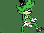  2020 adventures_of_sonic_the_hedgehog anthro bodily_fluids clothing cum eulipotyphlan footwear fur genital_fluids genitals gloves green_body green_eyes green_fur handwear hedgehog hi_res holidays humanoid_genitalia humanoid_penis irish_the_hedgehog male mammal penis shoes solo sonic_the_hedgehog_(series) st._patrick&#039;s_day 