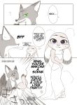  alternate_version_at_source bodily_fluids canid canine comic cross-popping_vein dipstick_ears disney ears_down edit english_text eyes_closed fox fur hard_translated hi_res judy_hopps lagomorph leporid mammal multicolored_ears nick_wilde pivoted_ears puki purple_eyes rabbit red_fox speech_bubble spit-take sweat sweatdrop text towel towel_only translated vein zootopia 