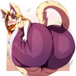  2020 absurd_res anthro big_butt blonde_hair blush breasts butt butt_focus clothed clothing digital_media_(artwork) domestic_cat doughnut felid feline felis female food hair hand_on_butt hi_res huge_butt mammal solo tori_(trinity-fate62) trinity-fate62 