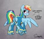  2020 absurd_res anus blush butt clothing dialogue dock english_text equid equine eyelashes female feral friendship_is_magic genitals hi_res hooves mammal my_little_pony pterippus pussy rainbow_dash_(mlp) selenophile signature smile solo text underhoof wings wonderbolts_(mlp) 