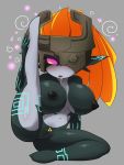  4beruku big_breasts bodily_fluids breasts censored drooling female genitals hi_res holding_leg humanoid hypnosis looking_at_viewer midna mind_control nintendo pussy saliva simple_background solo the_legend_of_zelda twili twilight_princess video_games 