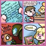  animal_crossing anthro blush bodily_fluids comic dialogue doom_(series) doom_guy english_text female hi_res human humor id_software intimidation isabelle_(animal_crossing) letter male mammal mayor_(animal_crossing) nintendo scared sweat sweatdrop text tom_nook_(animal_crossing) video_games villager_(animal_crossing) 