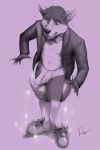  2020 5_fingers abs anthro black_nose blush bodily_fluids briefs bulge canid canine canis clothed clothing domestic_dog embarrassed erection erection_bulge erection_under_clothing fingers footwear genital_fluids genitals grey_background hi_res husky inner_ear_fluff invalid_tag magic male mammal monochrome motion_lines navel nordic_sled_dog partially_clothed penis precum precum_through_clothing precum_through_underwear rov shoe_fetish shoes signature simple_background solo spitz standing sweat tuft underwear wet wet_clothing 