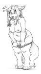  2020 4_toes 5_fingers anthro areola breasts canid canine clothed clothing curvy_figure digital_media_(artwork) female fingers fur hair mammal nipples simple_background slightly_chubby solo tasanko toes voluptuous white_background white_body white_fur white_hair 