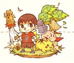  2016 alien ambiguous_gender animal_crossing axe blush brown_hair clothing fire flower grass group gyroid hair human kirby kirby_(series) male mammal melee_weapon nintendo open_mouth pikachu plant pok&eacute;mon pok&eacute;mon_(species) smile smoke super_smash_bros. teijiro tree video_games villager_(animal_crossing) waddling_head weapon 